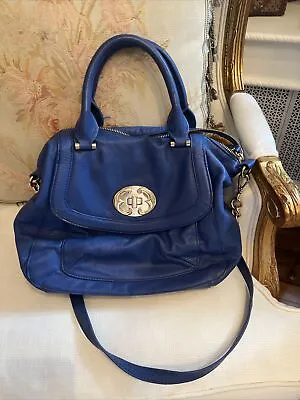 $39.99 • Buy Blue Emma Fox Purse Handbag Gold Hardware Leather Satchel