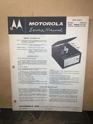 Motorola -Record Player- Model 46HF1 -Service Data- Schematics Parts List. • $10.54