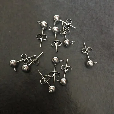 10 X Ear Posts With Loop Earring Findings With Butterfly Back Stainless Steel • £2.80