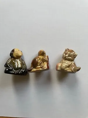 Wade Whimsies  X 3 Cat Monkey Beaver Animal Figurines Collectable Ornaments VGC • £6.50