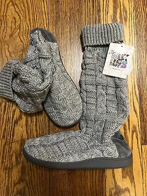 NEW NOS Vtg Ladies Luks GRAY Sweater Knit Boots Sz 9-10 Large • $34.13