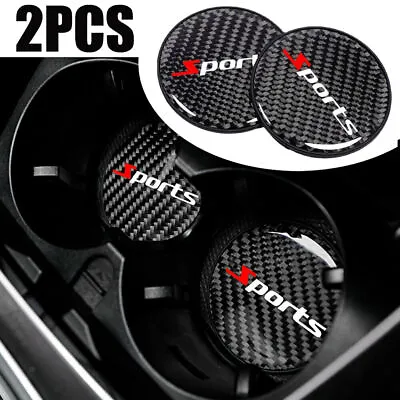 2x Black Carbon Fiber Cup Holder Pad Water Cup Slot Non-Slip Mat Car Accessories • $7.13