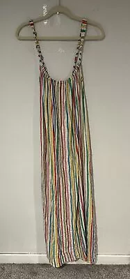 Zara Dress Womens XXL Maxi Striped Sleeveless Muticolor Rainbow • $25