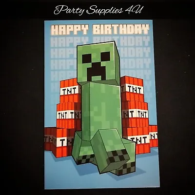 Minecraft Birthday Card & Envelope/Creeper/Party/Gaming/Boys/PS5/Xbox/PC/Games • £2.99