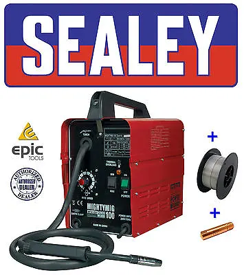 £132.49 • Buy SEALEY 100Amp No Gas / Gasless Mighty Mig Welder + Flux Wire, Tip MIGHTYMIG100