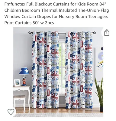 Fmfunctex 84  Full Blackout Curtains For Kids Room - Union Flag Design • £9.63