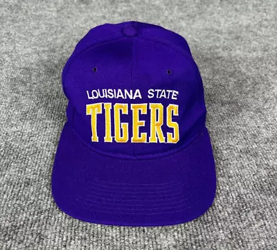 Vtg Louisiana State Tigers Hat Cap Strap Back Purple Wool Starter Arch NCAA 90s • $59.99