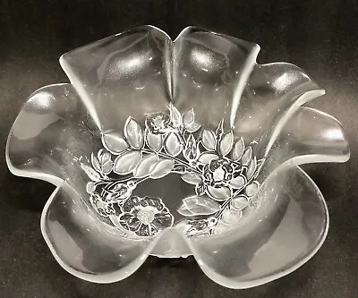 Vtg 80s Mikasa Bianca Rosella Fluted Crystal Hostess Bowl Walther Glass Germany • $22.09