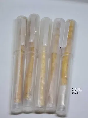 5 X Miswak + Hygenic Holder Case 100% Natural Toothbrush Sewak Peelu Siwak Arak • £6.99