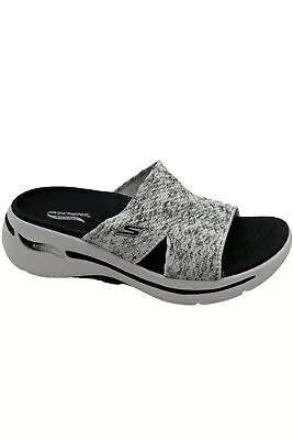 Skechers GOwalk Flex Arch Fit Vegan Washable Slide Sandals White/Black • $44.99