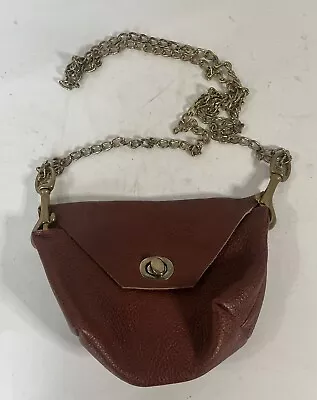 VTG Miller And Rhoads Purse Handbag Brown Leather Chain Strap Custom Hat Shop • $25.99