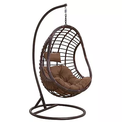 £179.99 • Buy Rattan Swing Hanging Egg Chair Outdoor Indoor Patio Garden Chairs With Cushion