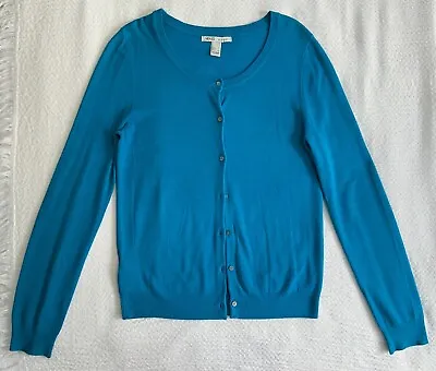MNG By Mango Women Fine Knit Cardigan Top Knitwear Buttoned Blue Small S • $9.95
