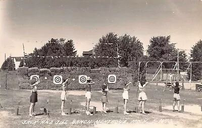 MI - 1948 REAL PHOTO Girl’s Archery At Jack & Jill Ranch At Montague Michigan  • $14.95