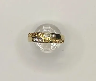 14K Yellow Gold Mens Nugget Ring With Diamonds • $499