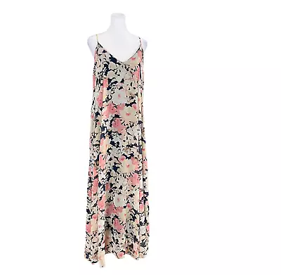 Nicole Miller New York Pink Floral Racerback Halter Chiffon Maxi Dress Sz XL NWT • $48