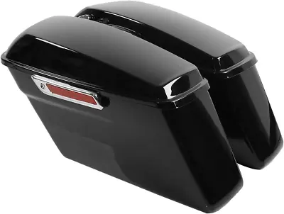 Motorcycle Hard Saddlebags Vivid Black Saddle Bags Trunk W/Latches For Harley To • $243.99
