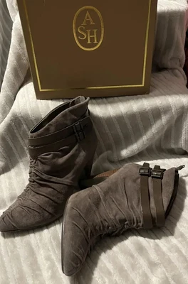 £12.99 • Buy Ladies ASH Ingrid Ankle Boots Size 6.5 Eur 40 Suede Grey Sparrow Colour Dust Bag