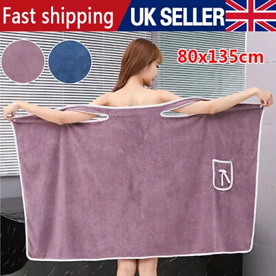 Womens Microfibre Absorbent Wearable Bath Towel Robe Beach Shower Wrap Quick Dry • £4.99