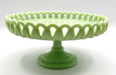 Martha Stewart Green Jadeite Cake Stand Scalloped Looped Glass Pastry Stand New • $48.95