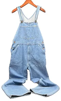 Vtg USA 80’s LL Bean Overall’s Bibs Light Wash Denim Men’s 36 X 32 (Stains) • $35.99