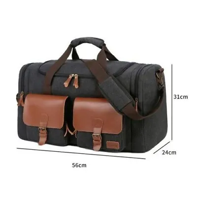 $22.99 • Buy Retro Canvas Travel Duffle Bag Men Travel Bags Hand Luggage Bag Leather Shoulder
