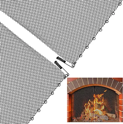 2 Pack Fireplace Mesh Screen Curtains 19  H × 24  W Decorative Spark Guard Chain • $31.49