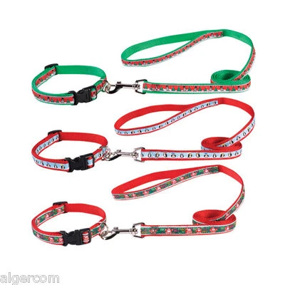 Zack & Zoey JOLLY OLD ST NICk Nylon Ribbon Collar & Leash Set Choice Of Size NEW • $10.99