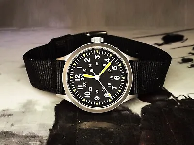 A Custom Made 'GG-W-113 Vietnam War' Style Homage Quartz Watch. Mineral. 100m WR • $68.38