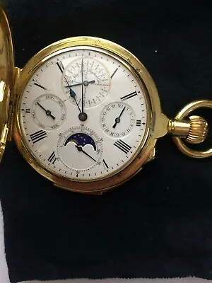 1879 Charles Frodsham 18K Perpetual Calendar Minute Repeater Moon Pocket Watch • $49900