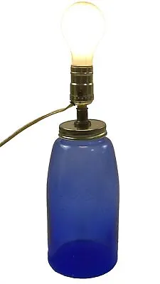 Vintage 1990’s Repurposed Blue Mason”s Patent  Jar Lamp Farmhouse Style Table • $25