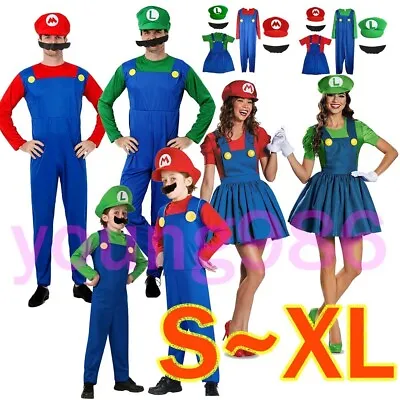 Brothers Plumber Super Mario Party Adults Boy Fancy Dress Halloween Bros Costume • $21.68