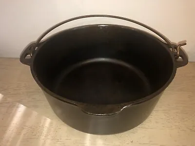 Vintage Wagner Cast Iron Dutch Oven 5 Qt. Camping Cookware H Unmarked USA • $30