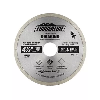 4-1/2   Diamond Saw Blade Continuous Rim For Marble Tile & Porcelain 7/8  Bore • $12.99