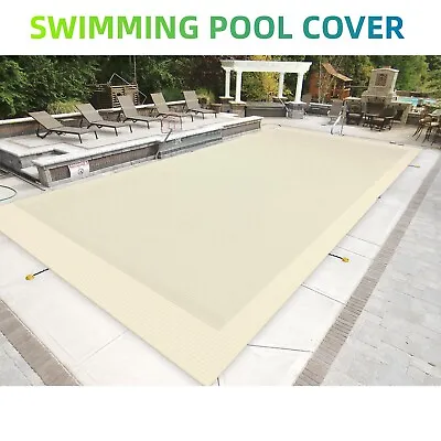 Inground Pool Cover Rectangle Winter Mesh Pool Cover Home Swimming Pool Beige • $152.23