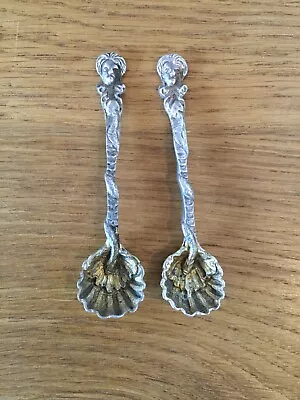 Antique Solid Silver Pair Of Salt Spoons London 1869 • £70