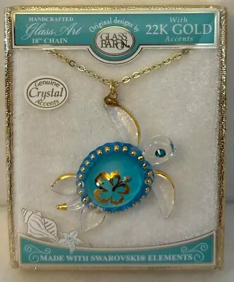 Glass Baron Aloha Sea Turtle Necklace Crystal And 22K Gold Accents Brand New • $19.75