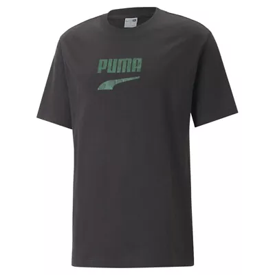 Puma Downtown Logo Graphic Crew Neck Short Sleeve T-Shirt Mens Black Casual Tops • $14.99