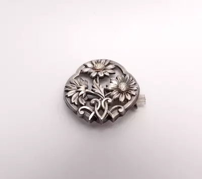 Vintage Art Nouveau Sunflowers Floral Openwork Sterling Pin Brooch  1  Pin025 • $23.74