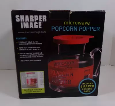 Sharper Image Microwave Popcorn Popper Solid Glass Lid 6 Bags Nib • $15.99