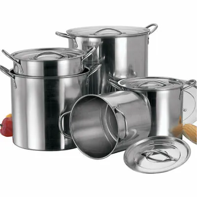 £33.99 • Buy 4pc Industrial Large Stock Pots Pans Restaurant Catering Cooking Stainless Steel