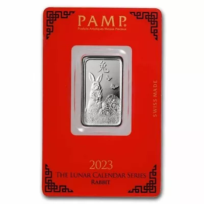 2023 - Lunar Year Of The Rabbit - 10 Gram .999 Silver Bar - Pamp Suisse - $9.99 • $9.99