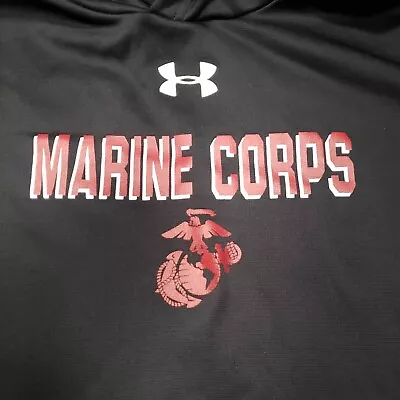 Under Armour Marine Corp Sweatshirt Mens Medium Black Pull Over Hoodie Front... • $19.99