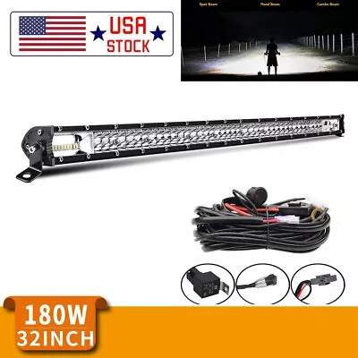 Slim 32 Inch LED Light Bar Flood Spot Combo Work Lamp Offroad UTV 4WD + Wiring • $63.55