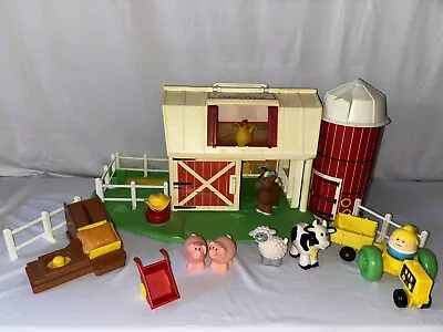 Vintage 1986 Fisher Price Little People Play Family Farm Barn Silo W Accy's • $19.99