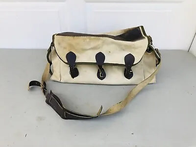Vintage Orvis Fly Fishing 3 Buckle Tackle Bag Canvas Leather Shoulder Strap • $95