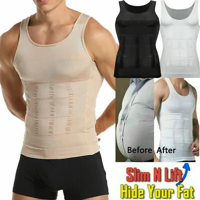 Men's Body Shaper Toning T-Shirt Ultra Durable Vest Compression Slim Underwear • $12.25