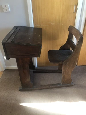 £90 • Buy Desk Focal Piece Bar Shop Chair Antique Childrens Teachers School Desk And Chair