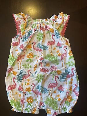 Baby Girls Mud Pie Flamingo Ruffle Romper Outfit Size 12-18 Months • $18.99