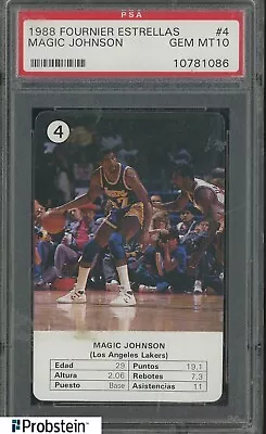 1988 Fournier Estrellas #4 Magic Johnson Los Angeles Lakers HOF PSA 10 GEM MINT • $8.25